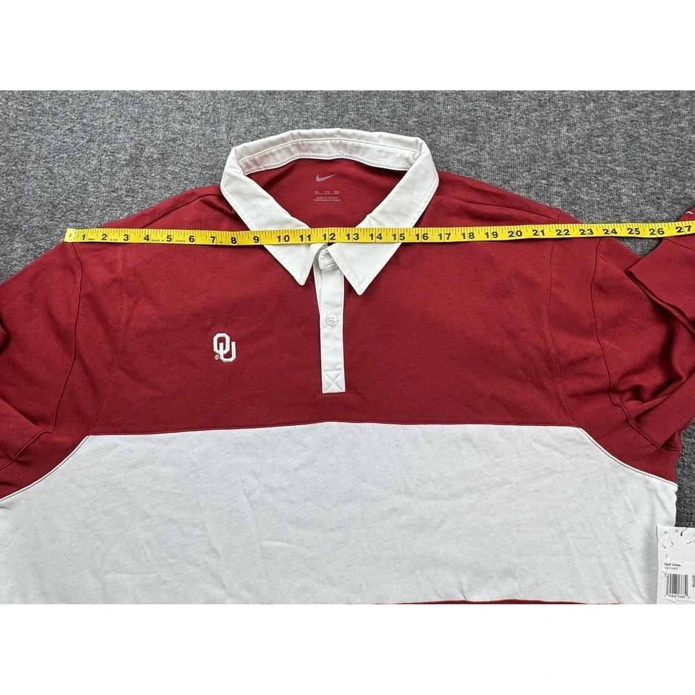 Oklahoma Sooners Nike Campus Collection Rugby Polo Shirt Size XXL Long Sleeve‎